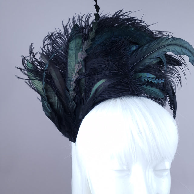 "Beyla" Black Feather Headdress
