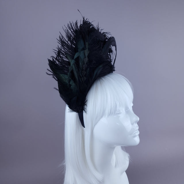 "Beyla" Black Feather Headdress