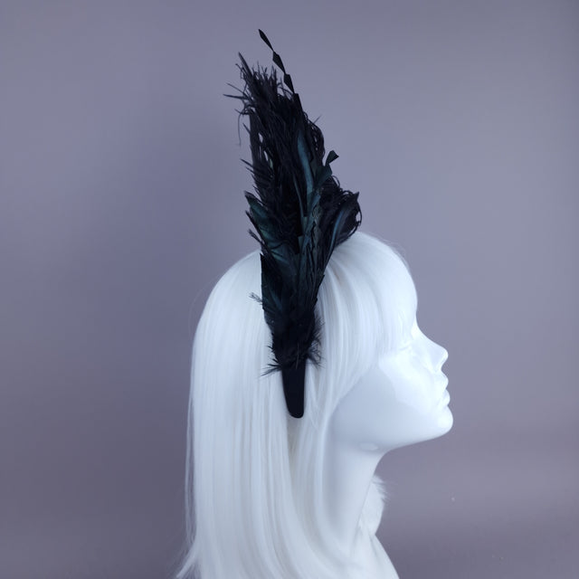 "Beyla" Black Feather Headdress