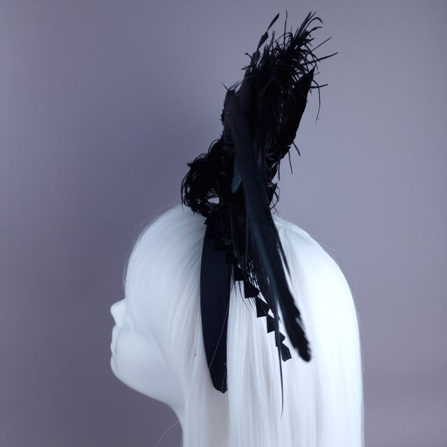 "Beyla" Black Feather Headdress