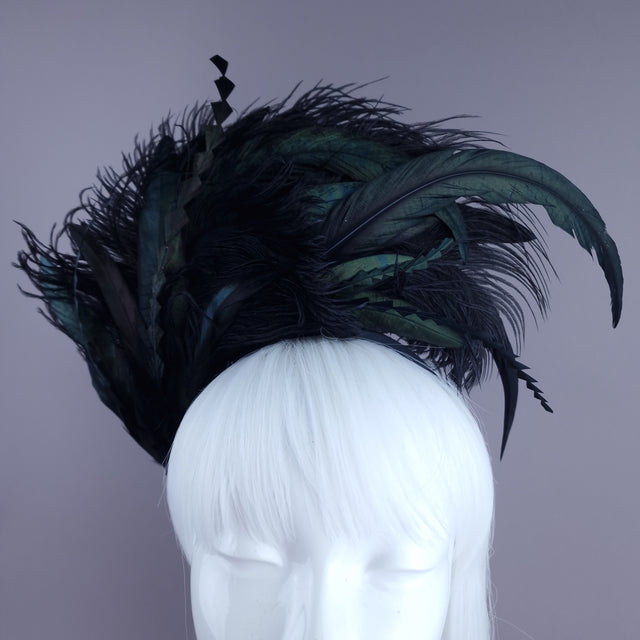 "Beyla" Black Feather Headdress
