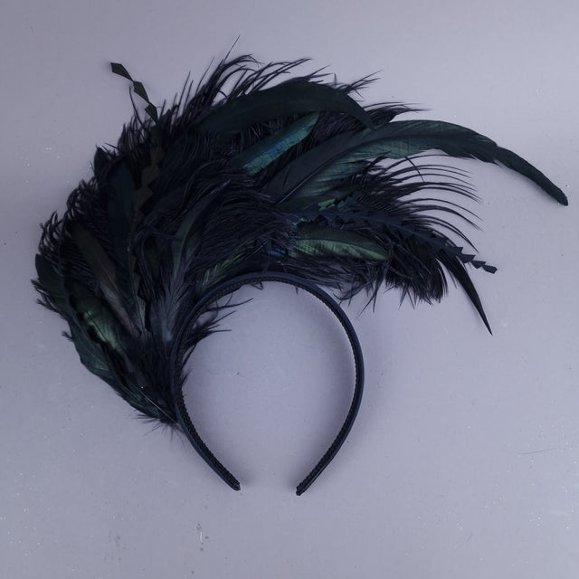 "Beyla" Black Feather Headdress