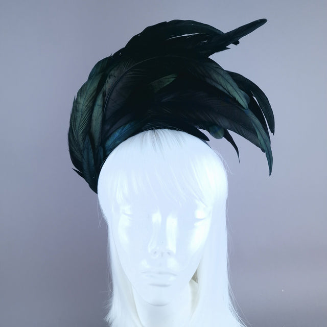 "Valda" Black Feather Headdress