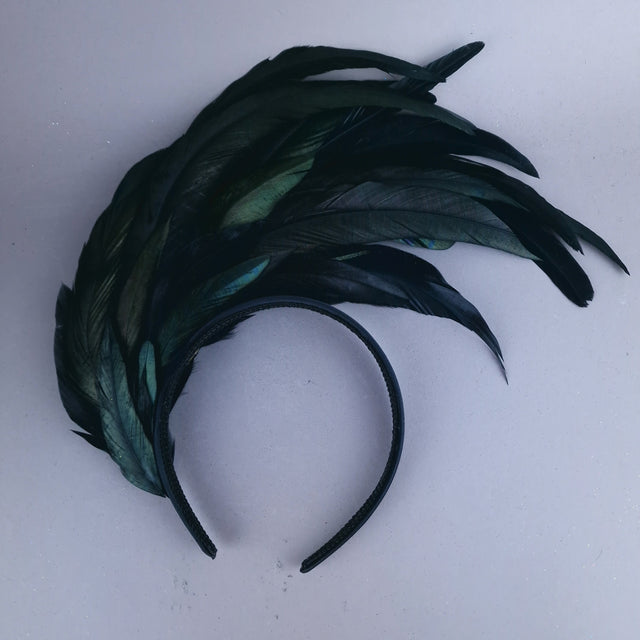 "Valda" Black Feather Headdress