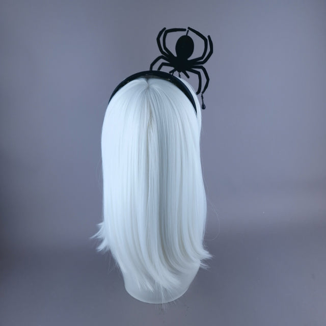 "Arachne" Black Velvet Spider Beading Headpiece8.5cm