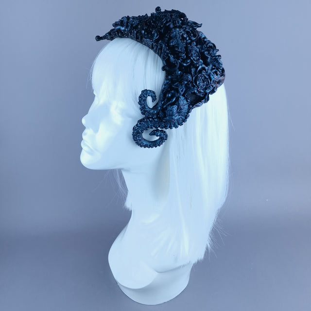 "Cocidius" Teal Filigree Angel Vintage Shaped Fascinator Hat