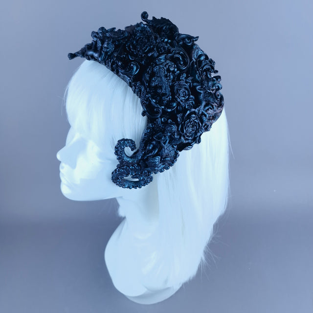 "Cocidius" Teal Filigree Angel Vintage Shaped Fascinator Hat