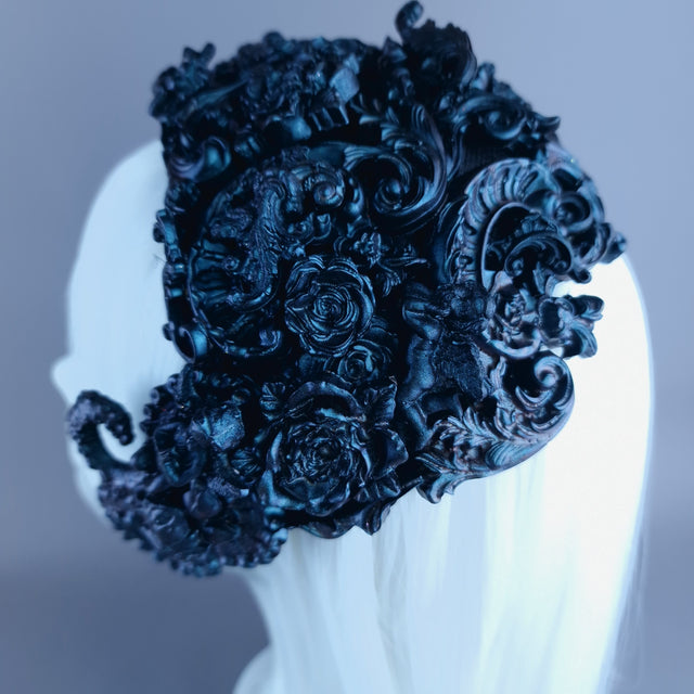 "Cocidius" Teal Filigree Angel Vintage Shaped Fascinator Hat