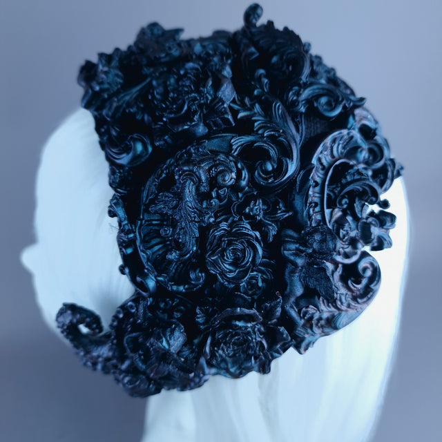 "Cocidius" Teal Filigree Angel Vintage Shaped Fascinator Hat