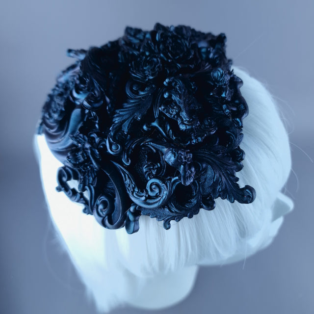 "Cocidius" Teal Filigree Angel Vintage Shaped Fascinator Hat