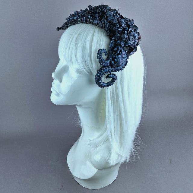 "Cocidius" Teal Filigree Angel Vintage Shaped Fascinator Hat