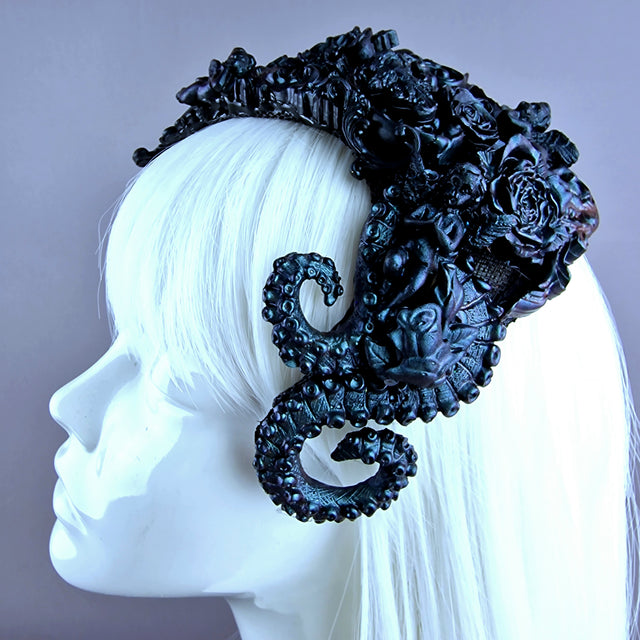 "Cocidius" Teal Filigree Angel Vintage Shaped Fascinator Hat