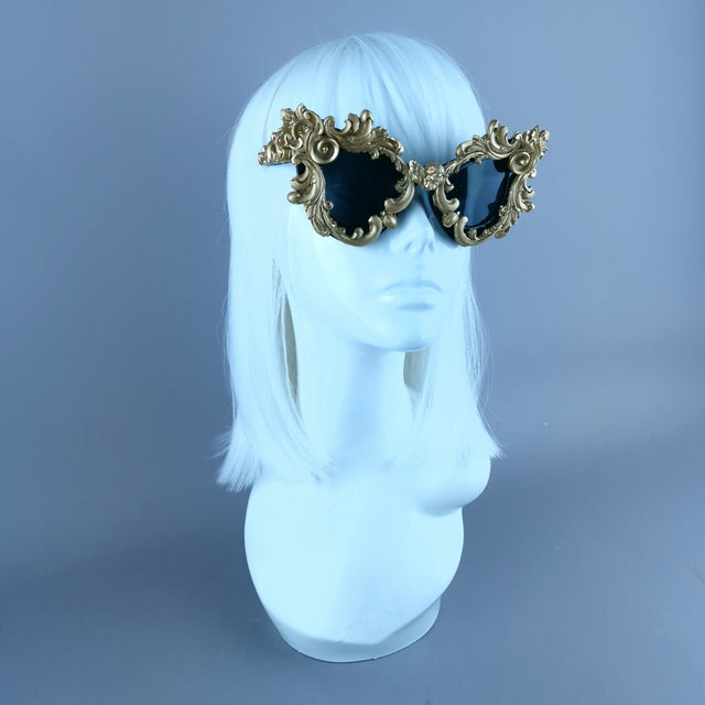 "Anaka" Gold Filigree Ornate Catseye Sunglasses