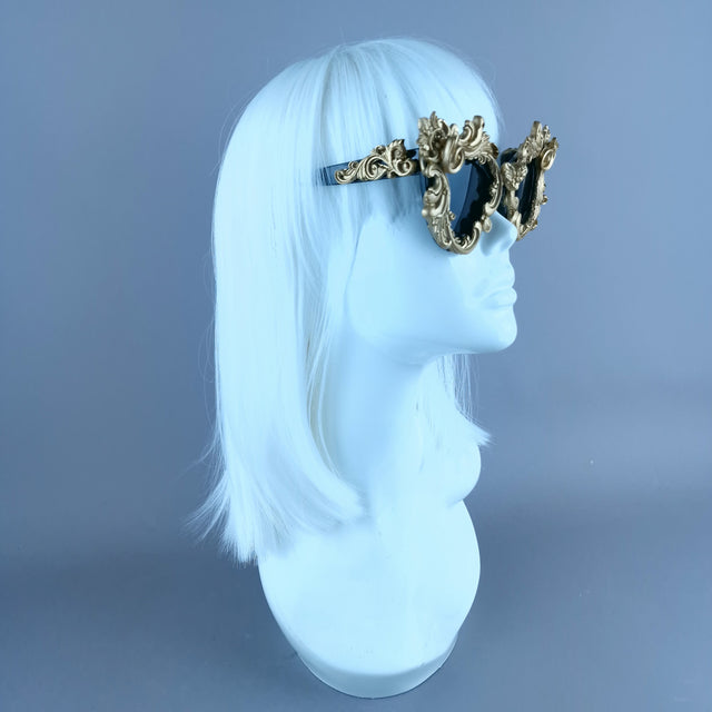 "Anaka" Gold Filigree Ornate Catseye Sunglasses