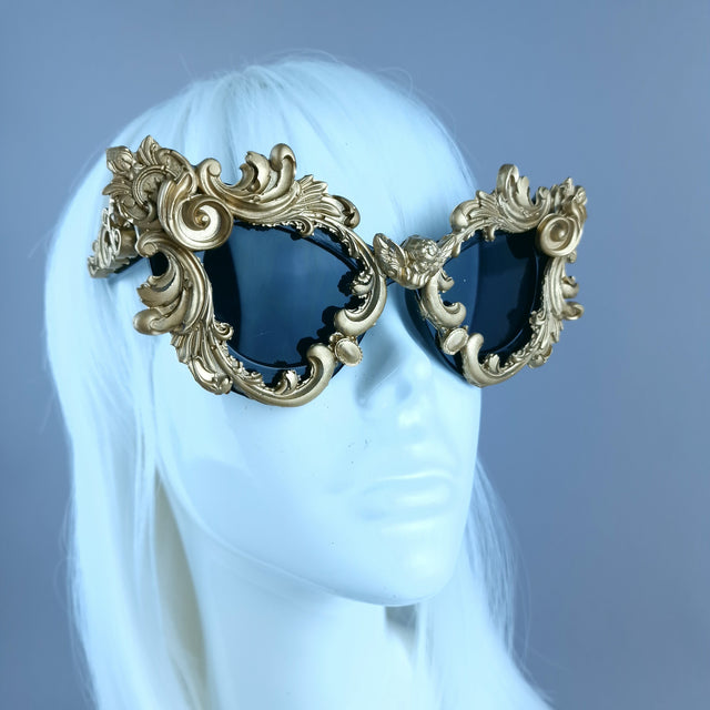 "Anaka" Gold Filigree Ornate Catseye Sunglasses