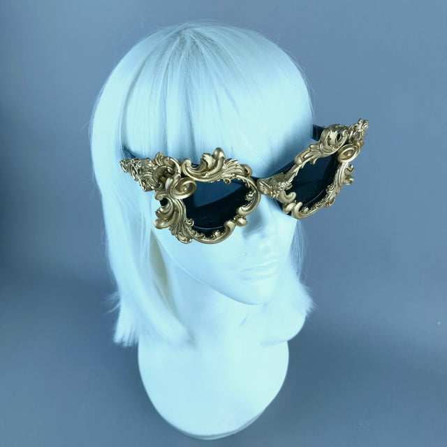 "Anaka" Gold Filigree Ornate Catseye Sunglasses