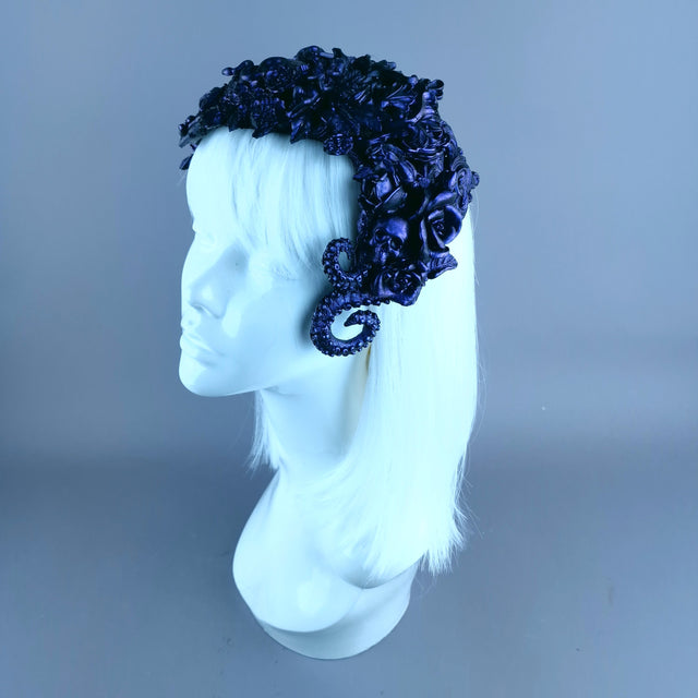 "Altalune" Purple Filigree Angel Vintage Shaped Fascinator Hat