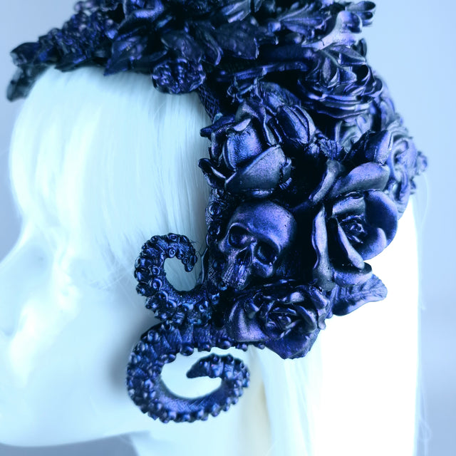 "Altalune" Purple Filigree Angel Vintage Shaped Fascinator Hat