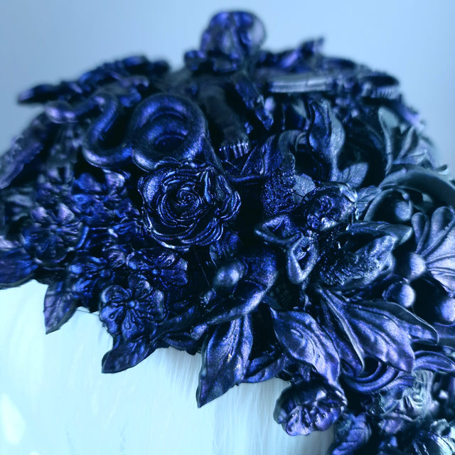 "Altalune" Purple Filigree Angel Vintage Shaped Fascinator Hat