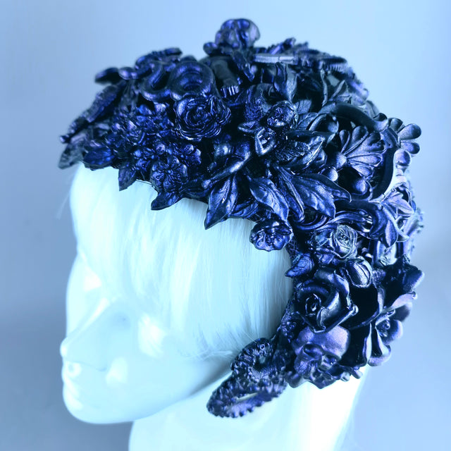 "Altalune" Purple Filigree Angel Vintage Shaped Fascinator Hat