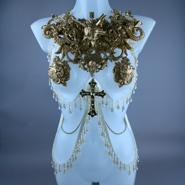 "Effrayéi" Gold Filigree Nipple Pasties & Beading Body Jewellery
