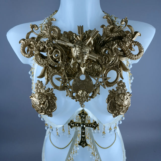 "Effrayéi" Gold Filigree Nipple Pasties & Beading Body Jewellery