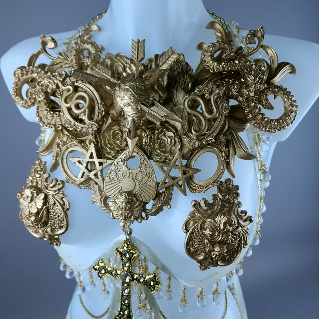 "Effrayéi" Gold Filigree Nipple Pasties & Beading Body Jewellery