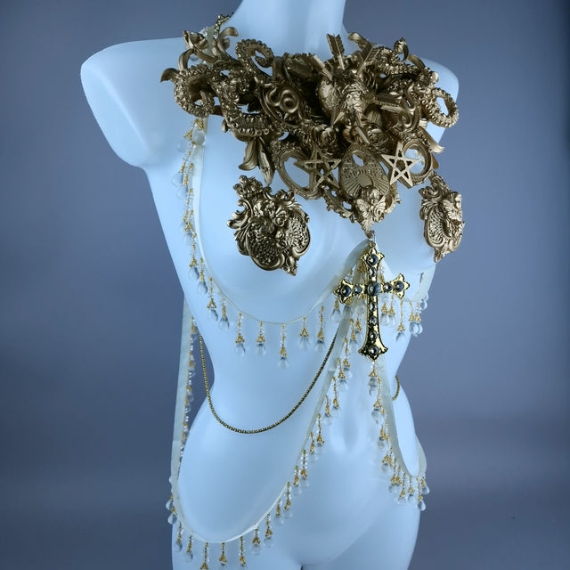 "Effrayéi" Gold Filigree Nipple Pasties & Beading Body Jewellery