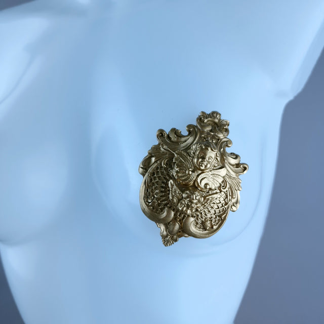"Angeli
" Gold Filigree & Cherub Nipple Pasties
