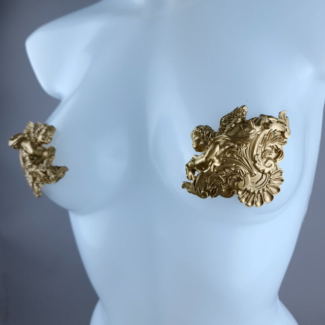 "Divina" Gold Filigree & Cherub Nipple Pasties