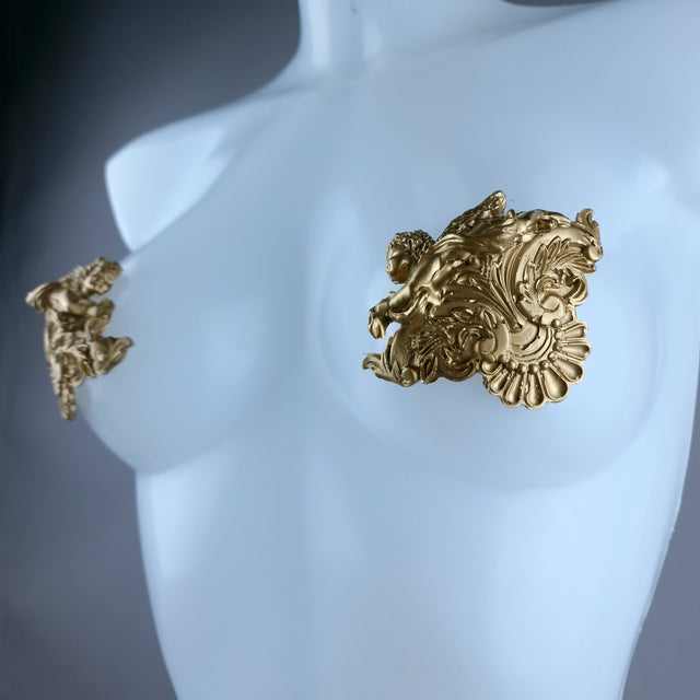 "Divina" Gold Filigree & Cherub Nipple Pasties
