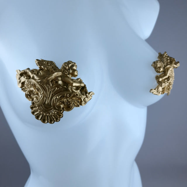 "Divina" Gold Filigree & Cherub Nipple Pasties