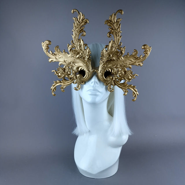 "Vila" Enormous OTT Gold Filigree Sunglasses Mask