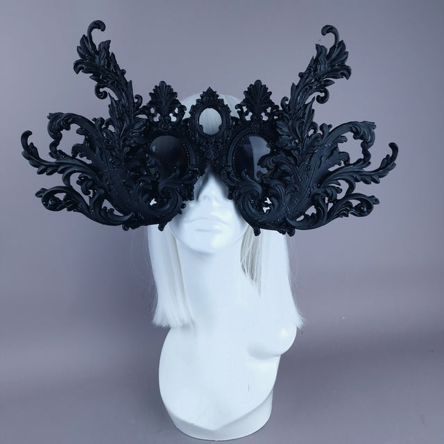 "Monstera" Enormous OTT Black Filigree Sunglasses Mask