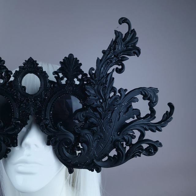 "Monstera" Enormous OTT Black Filigree Sunglasses Mask