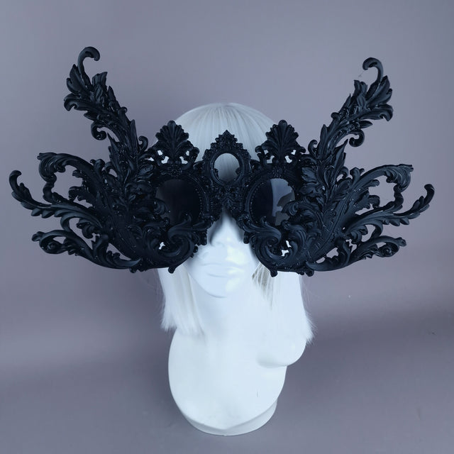 "Monstera" Enormous OTT Black Filigree Sunglasses Mask