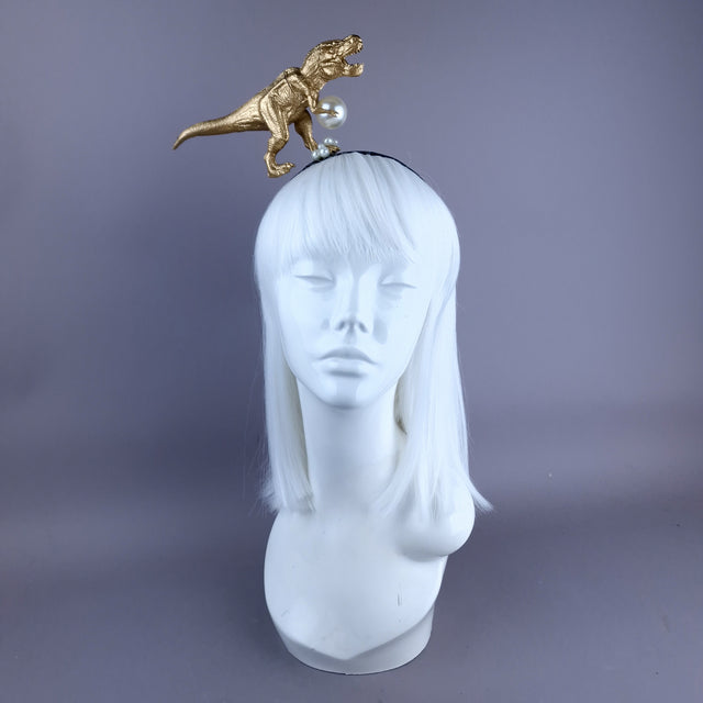"Monster" Gold & Pearl Tyrannosaurus Rex Dinosaur Headband