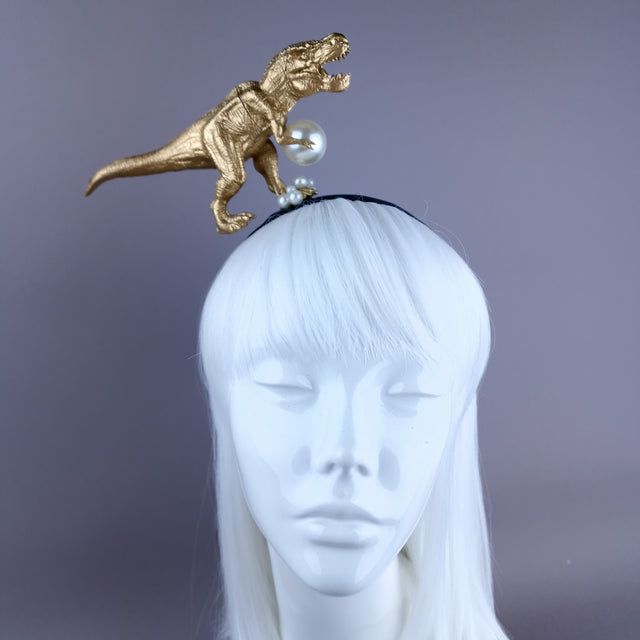 "Monster" Gold & Pearl Tyrannosaurus Rex Dinosaur Headband