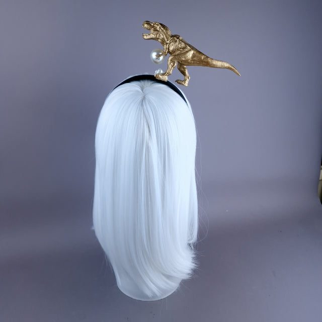 "Monster" Gold & Pearl Tyrannosaurus Rex Dinosaur Headband
