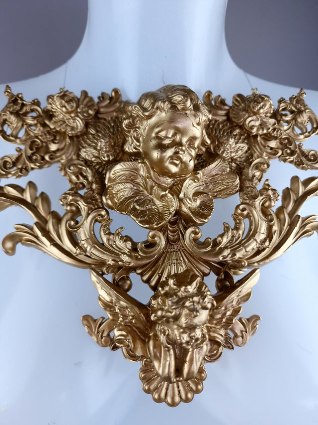 "Angelina" Gold Cherub & Filigree Neckpiece