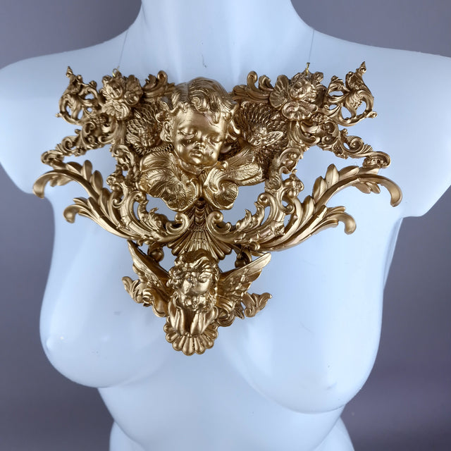 "Angelina" Gold Cherub & Filigree Neckpiece