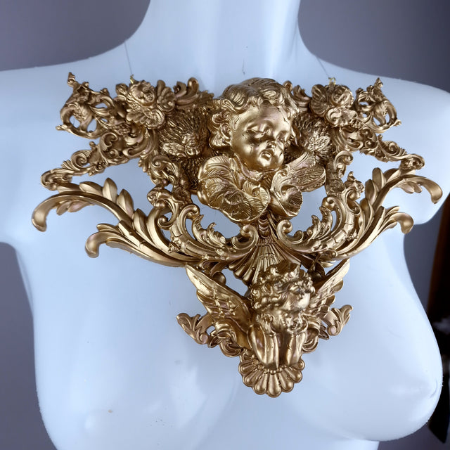 "Angelina" Gold Cherub & Filigree Neckpiece