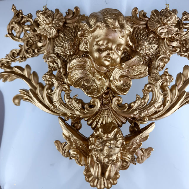 "Angelina" Gold Cherub & Filigree Neckpiece