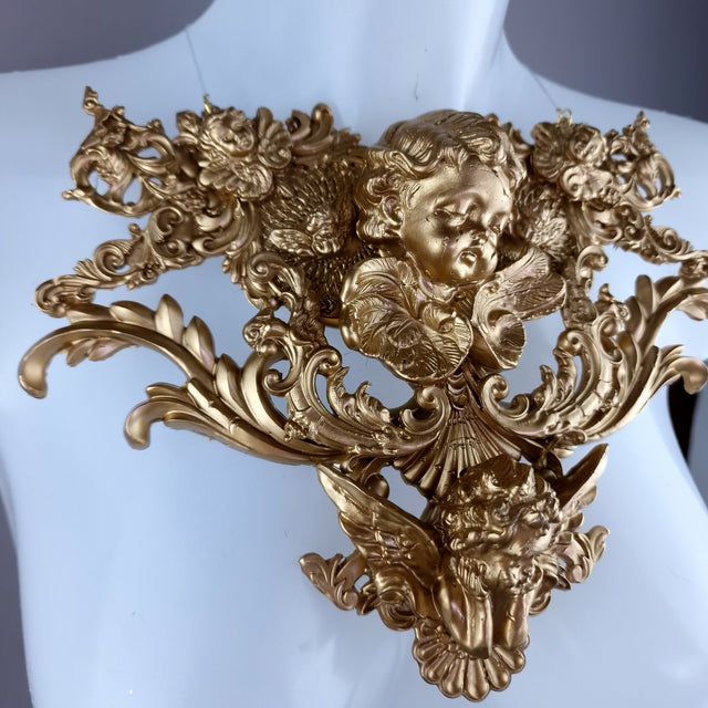 "Angelina" Gold Cherub & Filigree Neckpiece