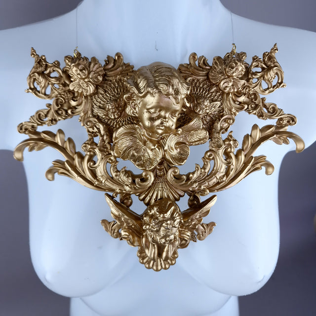 "Angelina" Gold Cherub & Filigree Neckpiece