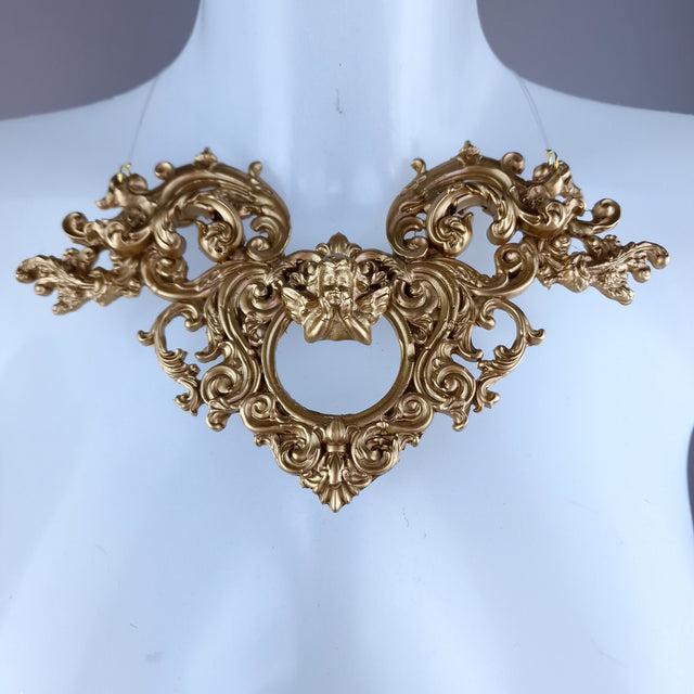"Oringo" Gold Cherub & Filigree Neckpiece