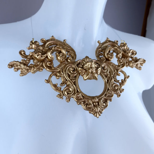 "Oringo" Gold Cherub & Filigree Neckpiece