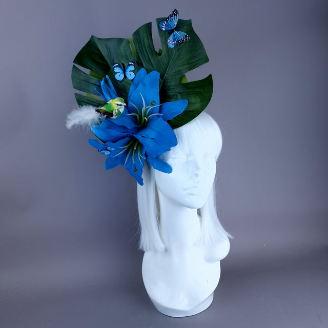 "Celastrina" Blue Flower, Bird & Butterfly Headdress