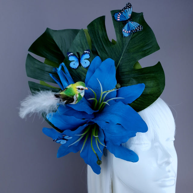 "Celastrina" Blue Flower, Bird & Butterfly Headdress