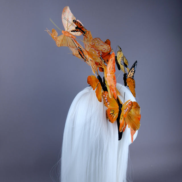 "Kelebek" Orange Butterfly Headdress